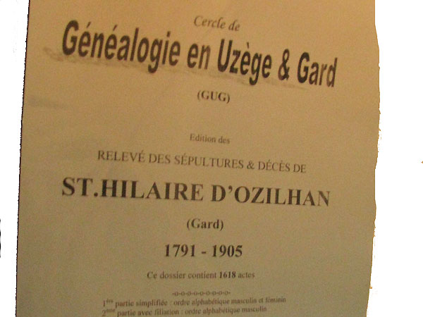 Page de garde d'un relev&eacute; g&eacute;n&eacute;alogique